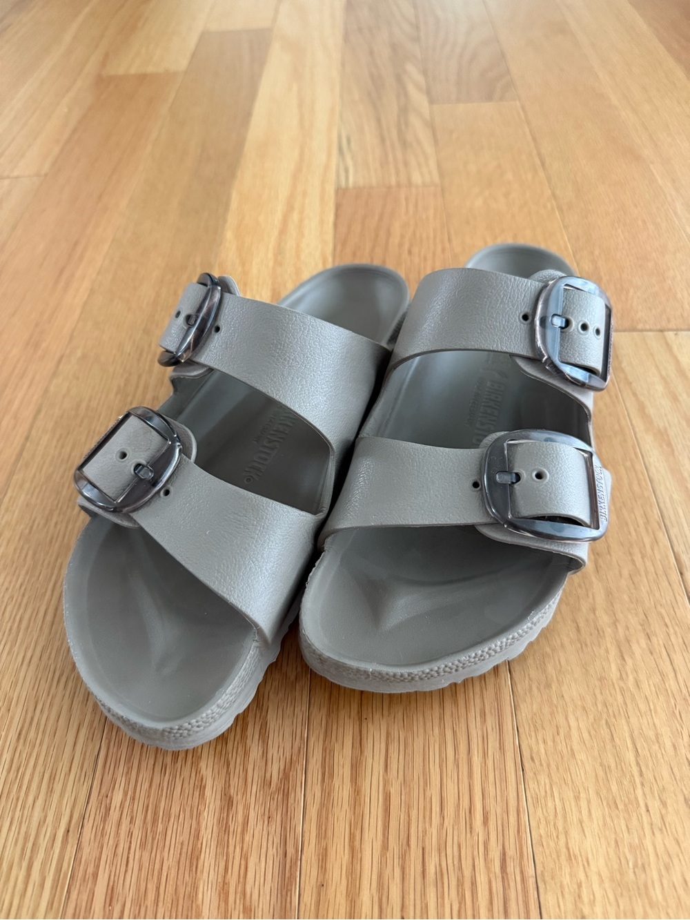 Birkenstock Taupe Double-Buckle Slide Sandals